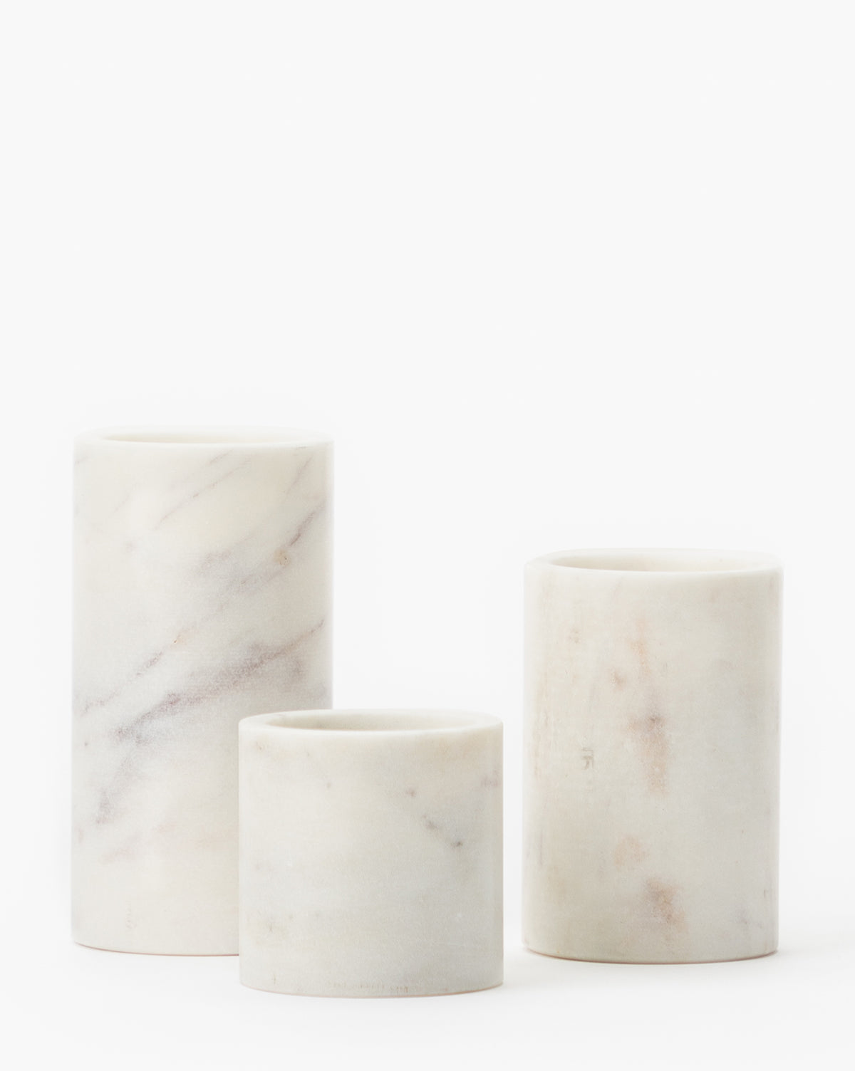 BIDK Home, Marble Cylinder Pillars (Set of 3)