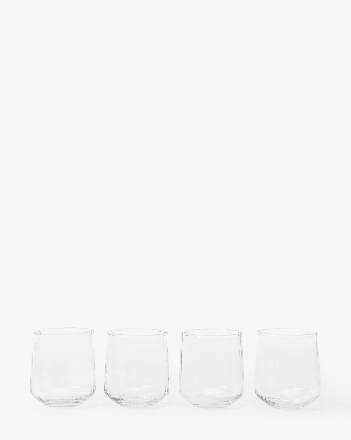Transparent Overseas, Ribbed Short Drinking Glasses (Set of 4)