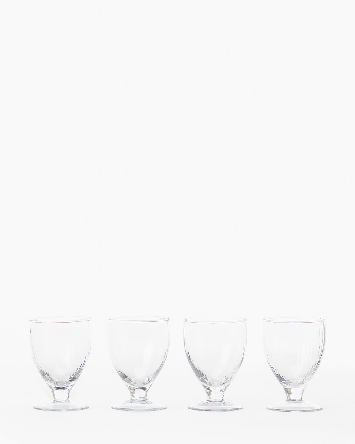 Transparent Overseas, Ribbed Wine Glasses (Set of 4)