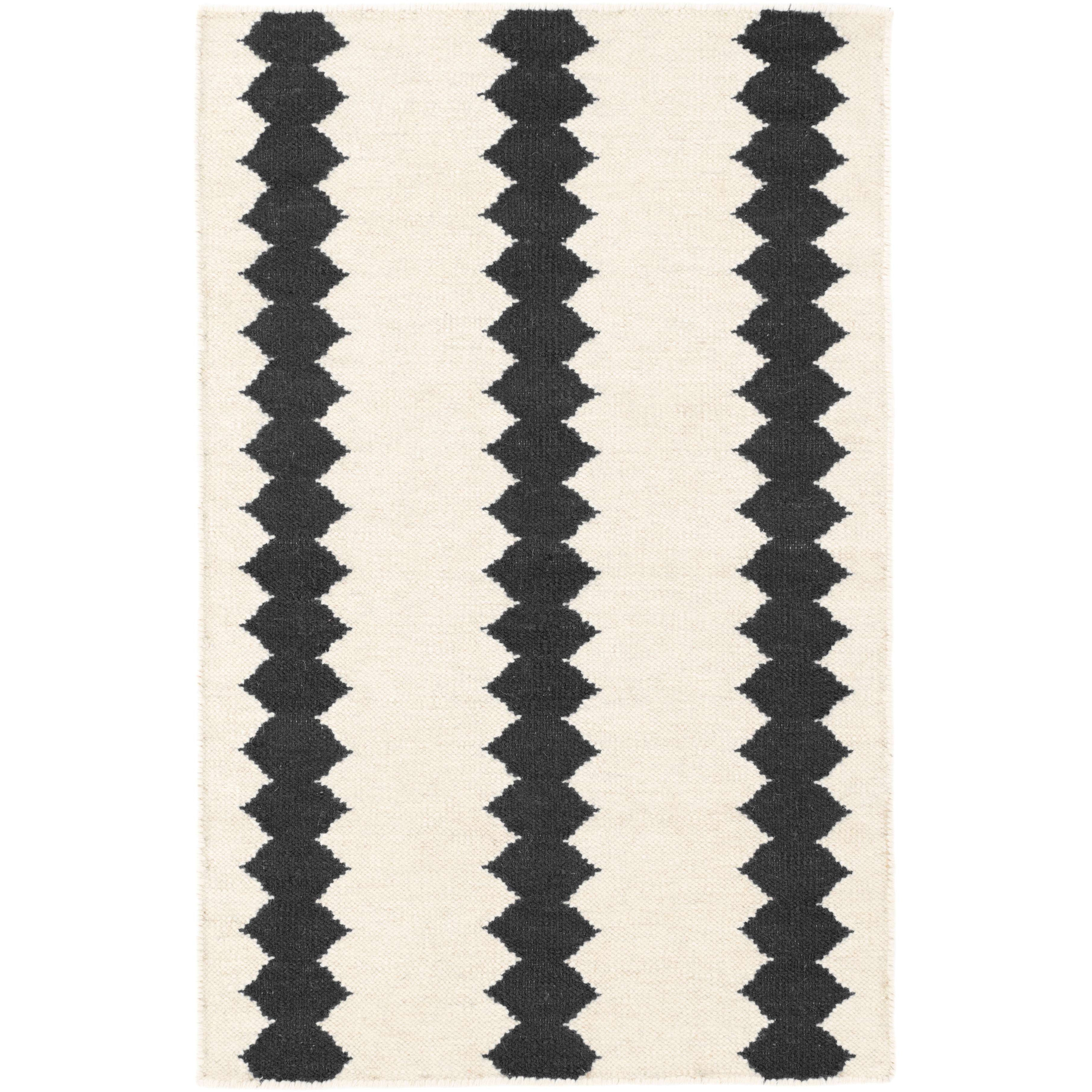 Annie Selke, Senna Ivory/Black Woven Wool Rug